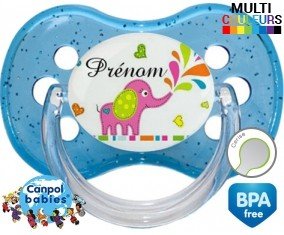 Tetine Eléphant rose style2 + prénom embout Cerise personnalisée