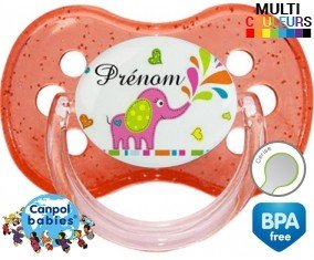 Eléphant rose style2 + prénom: Sucette Cerise-su7.fr