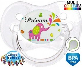 Eléphant rose style2 + prénom: Sucette Cerise-su7.fr