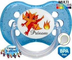 Dragon flamme + prénom : Sucette Cerise personnalisée