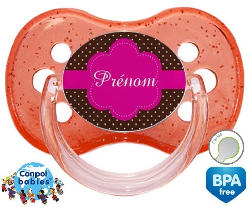 Design marron (fille) + prénom: Sucette Cerise-su7.fr