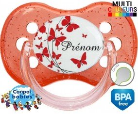 Papillons rouge + prénom: Sucette Cerise-su7.fr