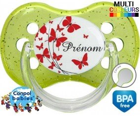 Papillons rouge + prénom: Sucette Cerise-su7.fr