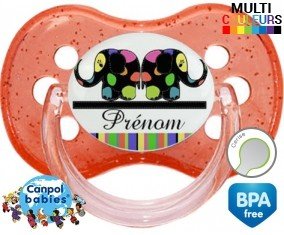 Eléphant multicolore + prénom: Sucette Cerise-su7.fr