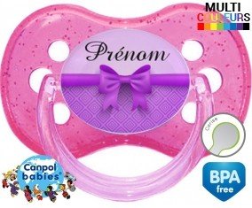 Noeud papillon violet + prénom: Sucette Cerise-su7.fr