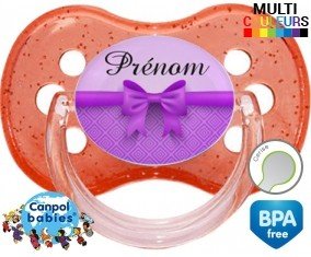 Noeud papillon violet + prénom: Sucette Cerise-su7.fr