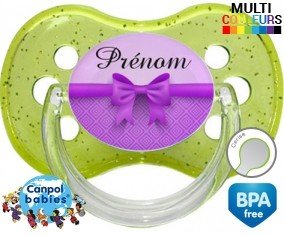Noeud papillon violet + prénom: Sucette Cerise-su7.fr