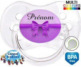 Noeud papillon violet + prénom: Sucette Cerise-su7.fr