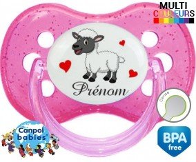 Mouton cœurs + prénom: Sucette Cerise-su7.fr