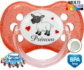 Mouton cœurs + prénom: Sucette Cerise-su7.fr