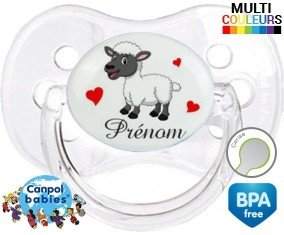 Mouton cœurs + prénom: Sucette Cerise-su7.fr