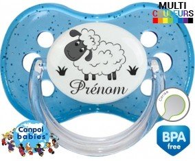 Tetine Moutons prairie + prénom embout Cerise personnalisée