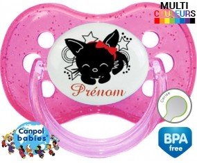 Chat noir + prénom: Sucette Cerise-su7.fr