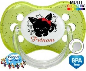 Chat noir + prénom: Sucette Cerise-su7.fr