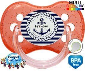 Marine rayée + prénom: Sucette Cerise-su7.fr