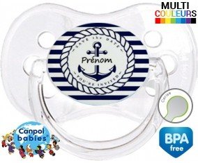 Marine rayée + prénom: Sucette Cerise-su7.fr
