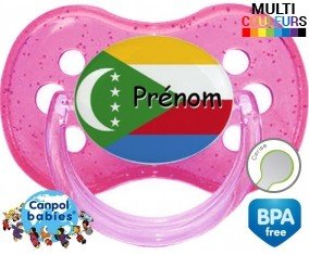 Drapeau comores + prénom: Sucette Cerise-su7.fr