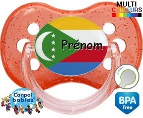 Drapeau comores + prénom: Sucette Cerise-su7.fr