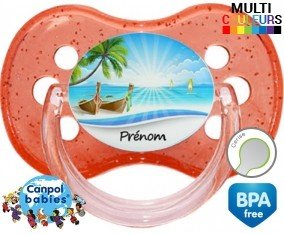 Vacances plage + prénom: Sucette Cerise-su7.fr