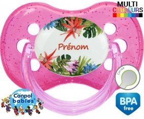 Fleurs tropicales + prénom: Sucette Cerise-su7.fr