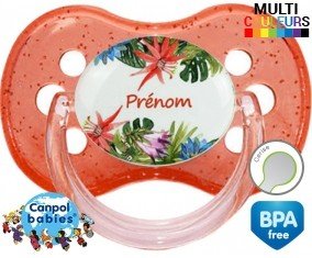 Fleurs tropicales + prénom: Sucette Cerise-su7.fr