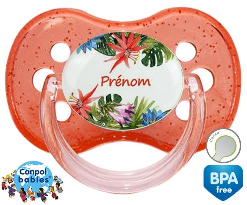 Fleurs tropicales + prénom: Sucette Cerise-su7.fr