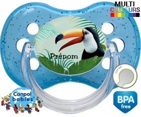 Toucan tropical + prénom: Sucette Cerise-su7.fr