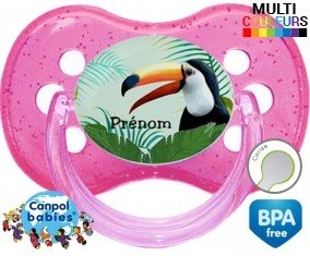 Toucan tropical + prénom: Sucette Cerise-su7.fr