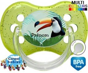 Toucan tropical + prénom: Sucette Cerise-su7.fr
