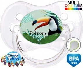 Toucan tropical + prénom: Sucette Cerise-su7.fr