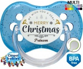 Tetine Christmas merry + prénom embout Cerise personnalisée