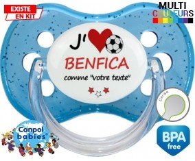 Tetine J'aime benfica + prénom embout Cerise personnalisée