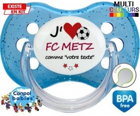 J'aime fc metz + prénom : Sucette Cerise personnalisée