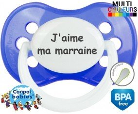 Tetine J'aime ma marraine style1 embout Anatomique personnalisée