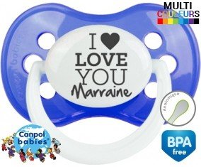 Tetine I love you marraine style1 embout Anatomique personnalisée