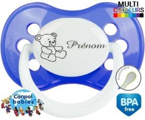 Ourson + prénom: Sucette Anatomique-su7.fr
