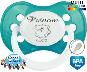 Ourson cœur + prénom: Sucette Anatomique-su7.fr