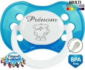 Ourson cœur + prénom: Sucette Anatomique-su7.fr