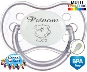 Ourson cœur + prénom: Sucette Anatomique-su7.fr