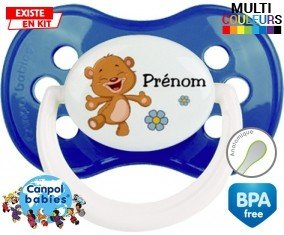 Ourson joyeux + prénom: Sucette Anatomique-su7.fr