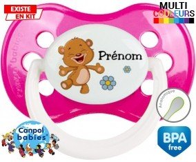 Ourson joyeux + prénom: Sucette Anatomique-su7.fr