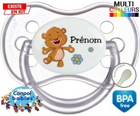 Ourson joyeux + prénom: Sucette Anatomique-su7.fr