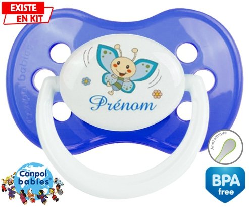 Papillon souriant (garçon) + prénom: Sucette Anatomique-su7.fr