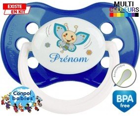 Papillon souriant (garçon) + prénom: Sucette Anatomique-su7.fr