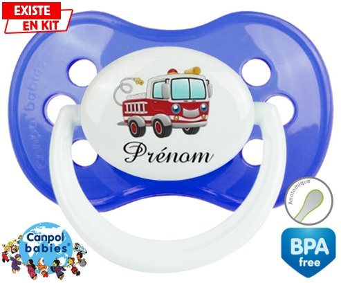 Camion pompier + prénom: Sucette Anatomique-su7.fr