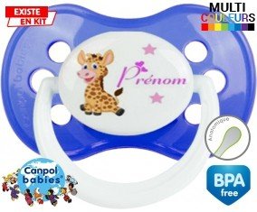 Girafe style1 + prénom : Sucette Anatomique personnalisée