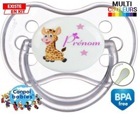 Girafe style1 + prénom: Sucette Anatomique-su7.fr