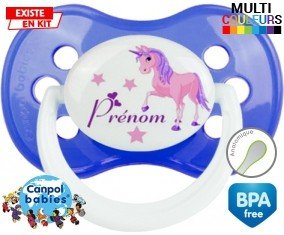 Licorne style1 + prénom : Tétine Anatomique personnalisée