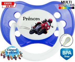 Tetine Moto style2 + prénom embout Anatomique personnalisée