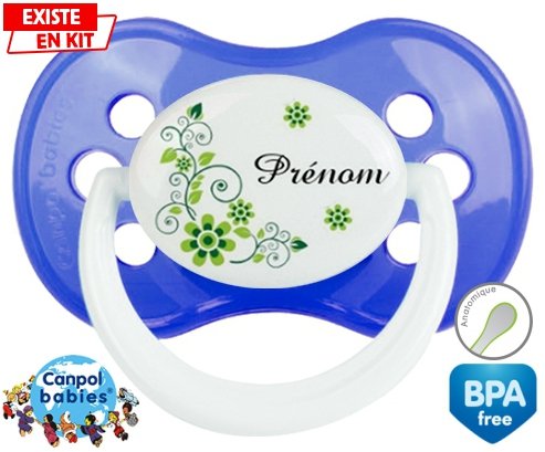 Fleur verte + prénom: Sucette Anatomique-su7.fr